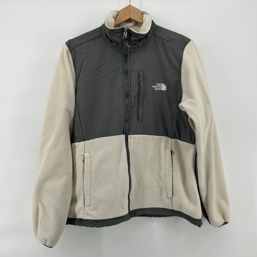 The North Face Denali Jacket Womens XL Gray Cream Polartec Fleece Gorpcore